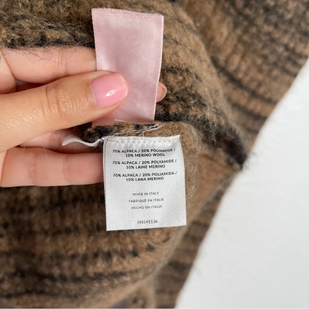 Naadam Space Dyed Sweater Brown Puff Sleeve Alpaca Merino Wool Blend Extra Small Size XS - Image 4