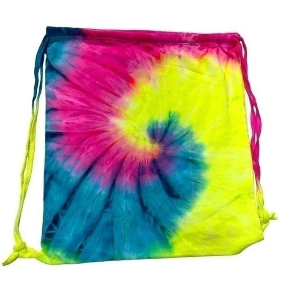 Florida Tie Dye Cinch Drawstring Bag Backpack Neon Bright colorful pink yellow - Image 2