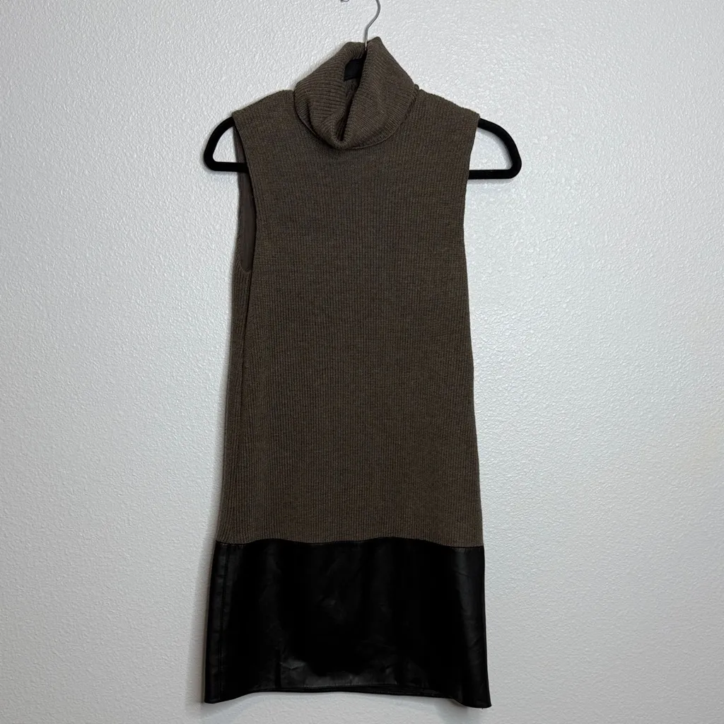 Bailey / 44 American in Paris Turtleneck Dress Taupe Black Womens S Wool Blend - Image 2