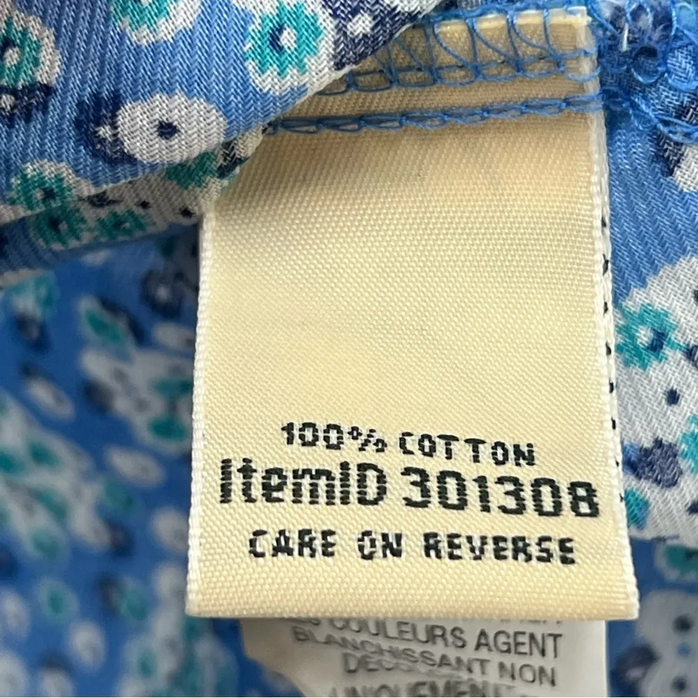 L.L. Bean floral split neck tee shirt short sleeve button blouse xl regular - Image 5