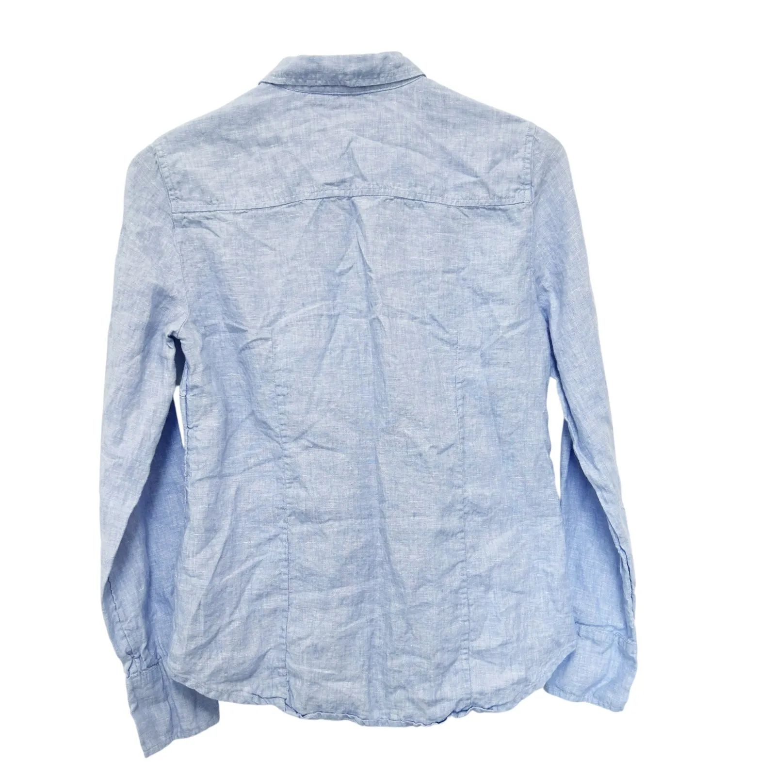 J. Crew Baird McNutt Irish Linen Blue Button Down Slim Fit Shirt Sz 6 - Image 6