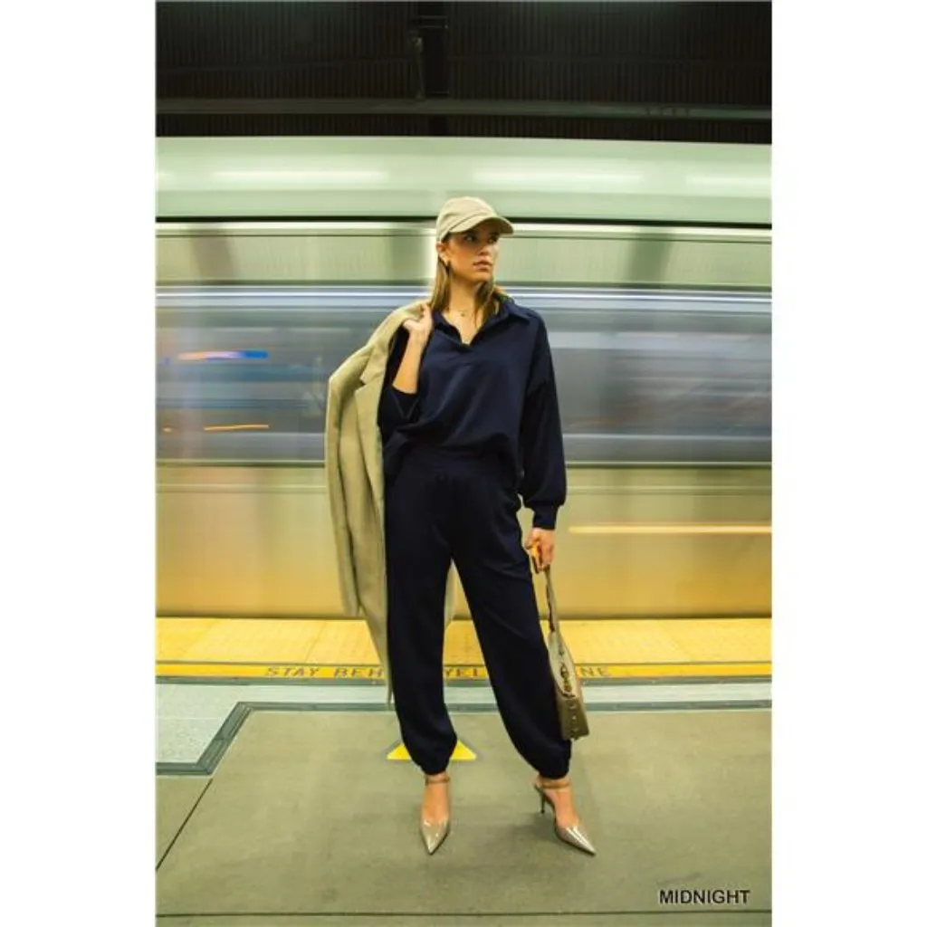 Umgee Drawstring Jogger Pants with‎ Front Seam Detail - Image 3