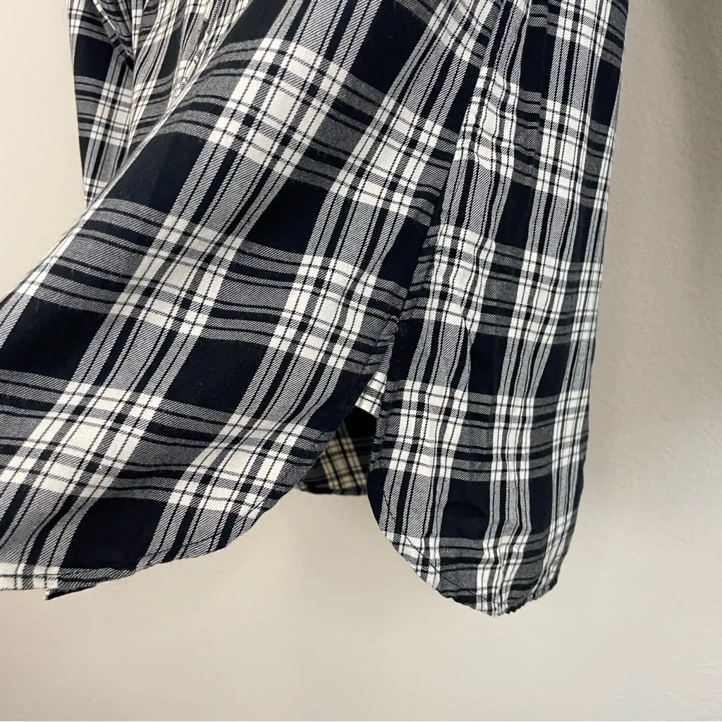 Lauren Ralph Lauren Black and White Plaid Utility Button Up‎ Shirt Size MP - Image 7