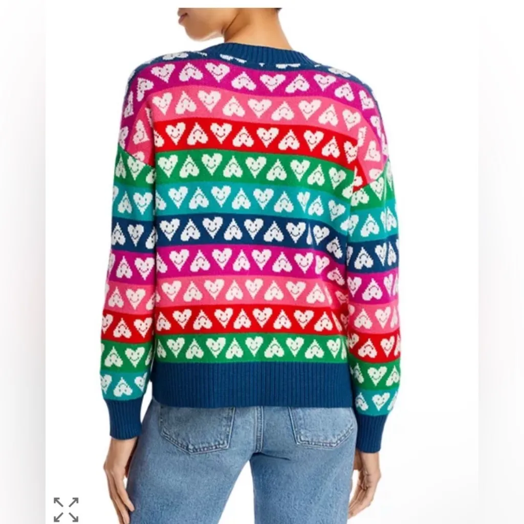 Aqua x Kerri Rosenthal Rainbow Hearts grandfather cardigan sweater M Size M - Image 2