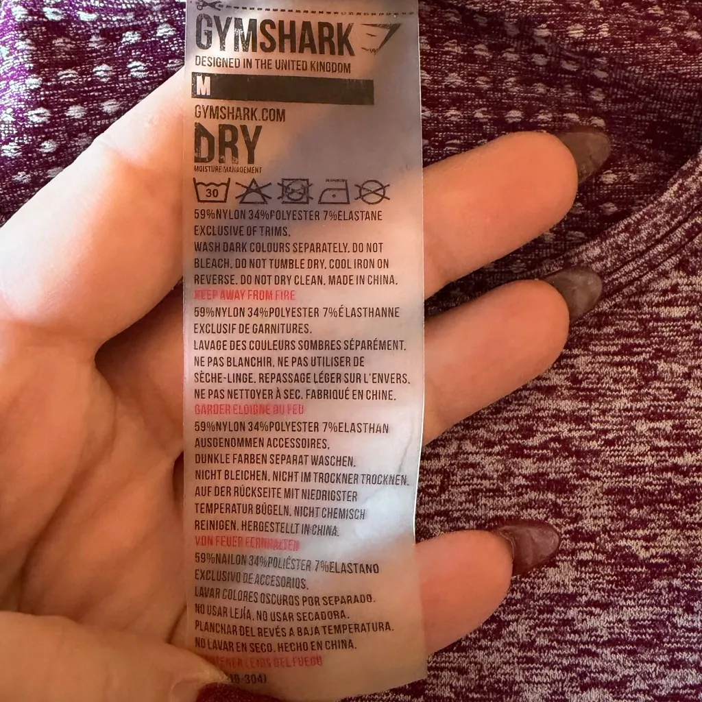 Gymshark Vital long sleeve crop top, deep magenta marl, size M, NWT - Image 11