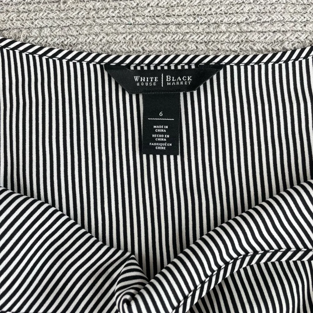 White House Black Market Black and White Stripe Mini Slip Dress Size 6 - Image 6