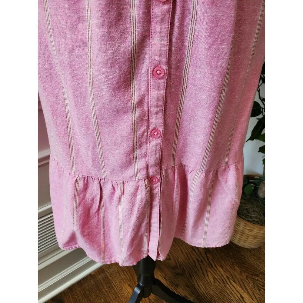 Old Navy Women's Pink Rayon & Cotton V-Neck Long Sleeve Knee Length Dress Size M - Image 4