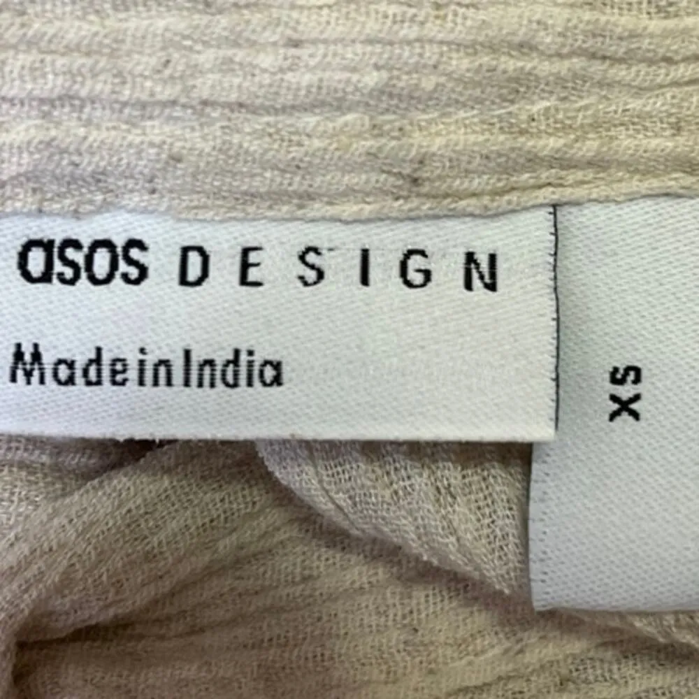 ASOS Women's Beige Linen Button Down Long Sleeve Collar Top Blouse Shirt Size XS - Image 3