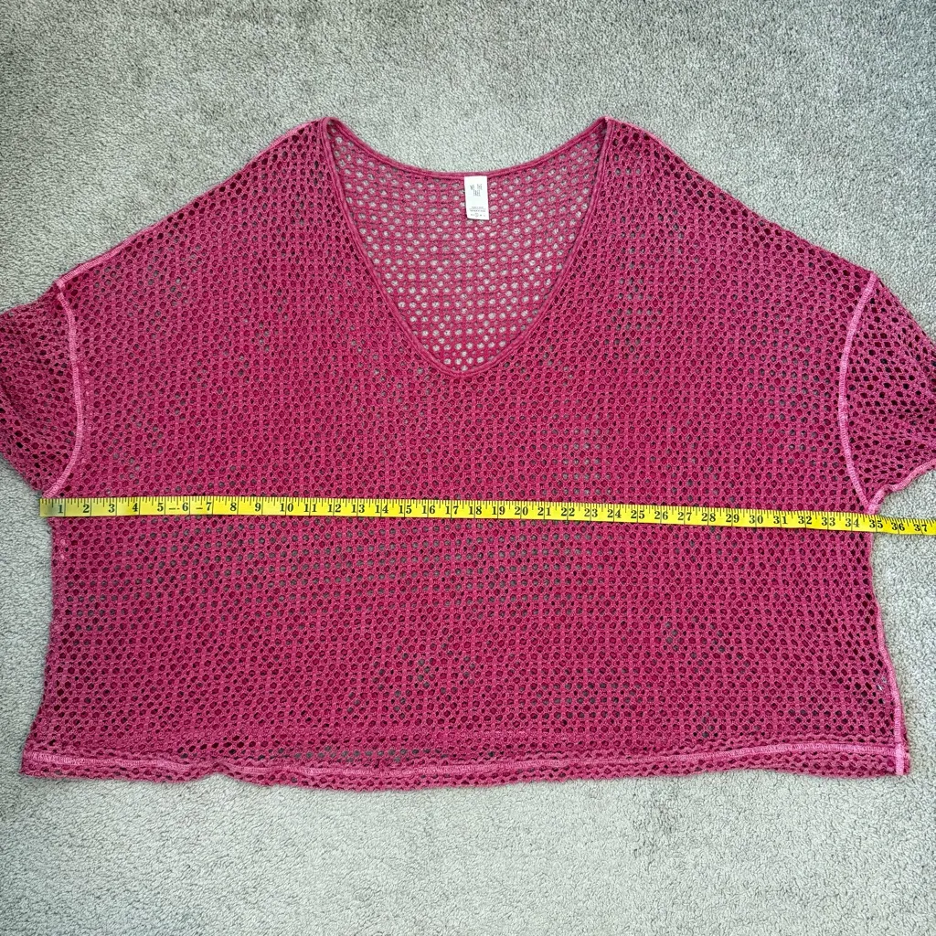 Free People We The Free Napa Crochet Open Knit Sweater Pink Napa Tee - Image 9