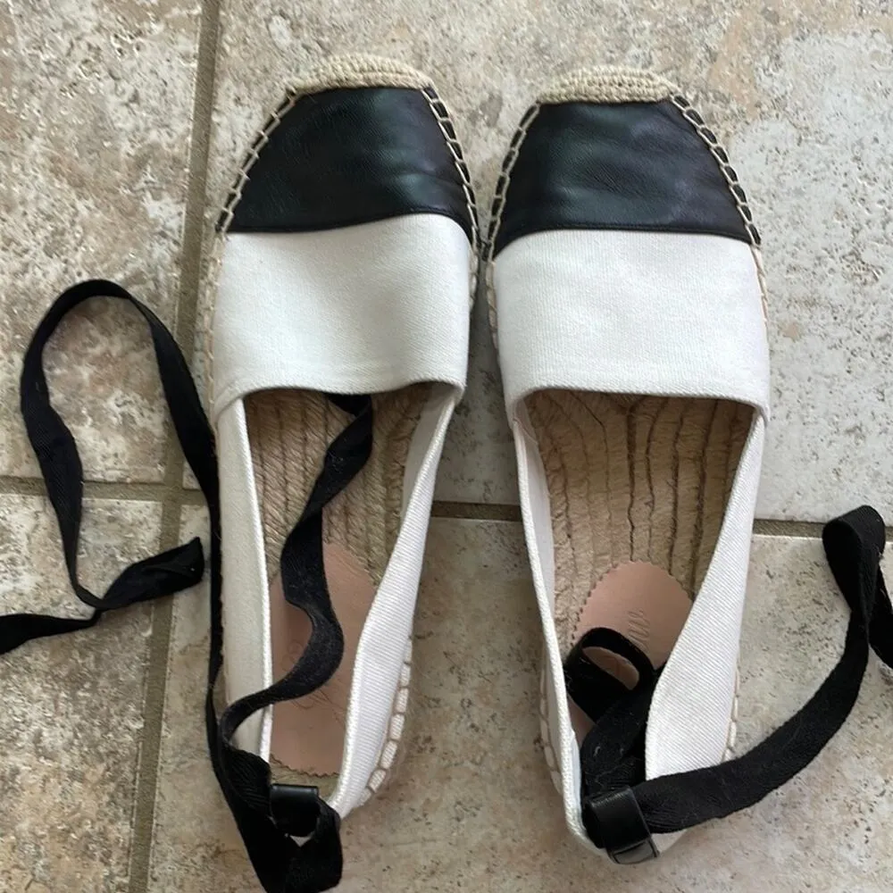 J.CREW Canvas Espadrille Flats with Leather Cap Toe - Image 2