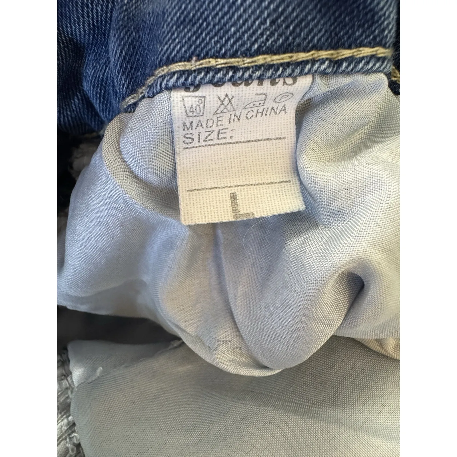 COWGIRL WESTERN Fringe Distressed Jeans Side Tasseled Streetwear Size Large Blue - Image 11