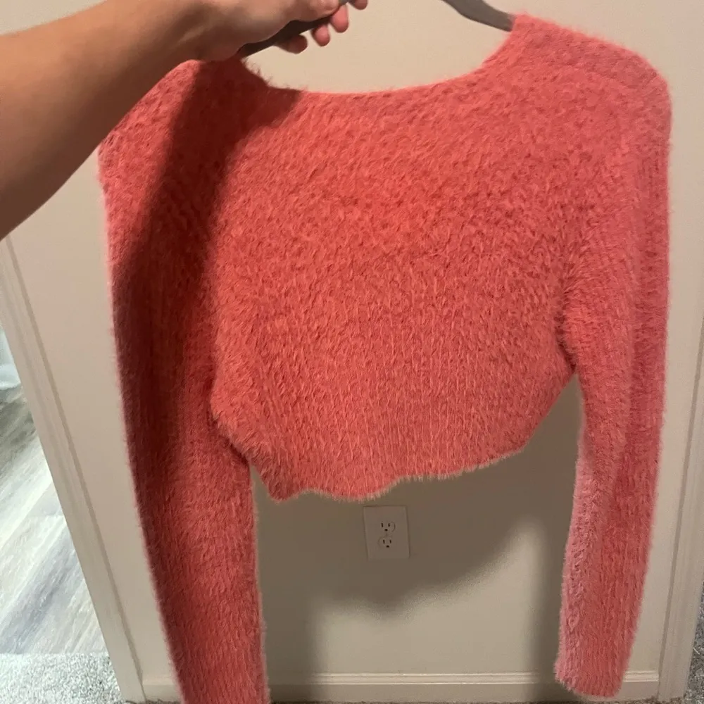 Wildfox Pink Fuzzy Cropped Sweater - Image 2