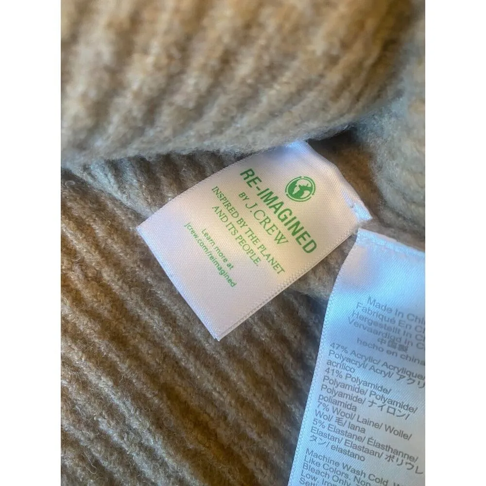 J crew ribbed mock turtle neck‎ beige wool sweater size small - Image 4