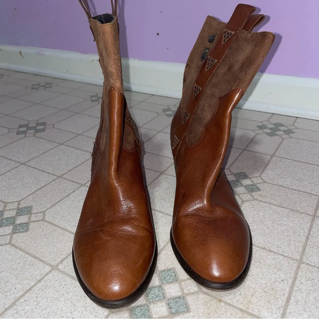 Donald Pliner Daze Western Ankle Boot Women Size 10M Country Boho Cowgirl Preppy Brown - Image 2