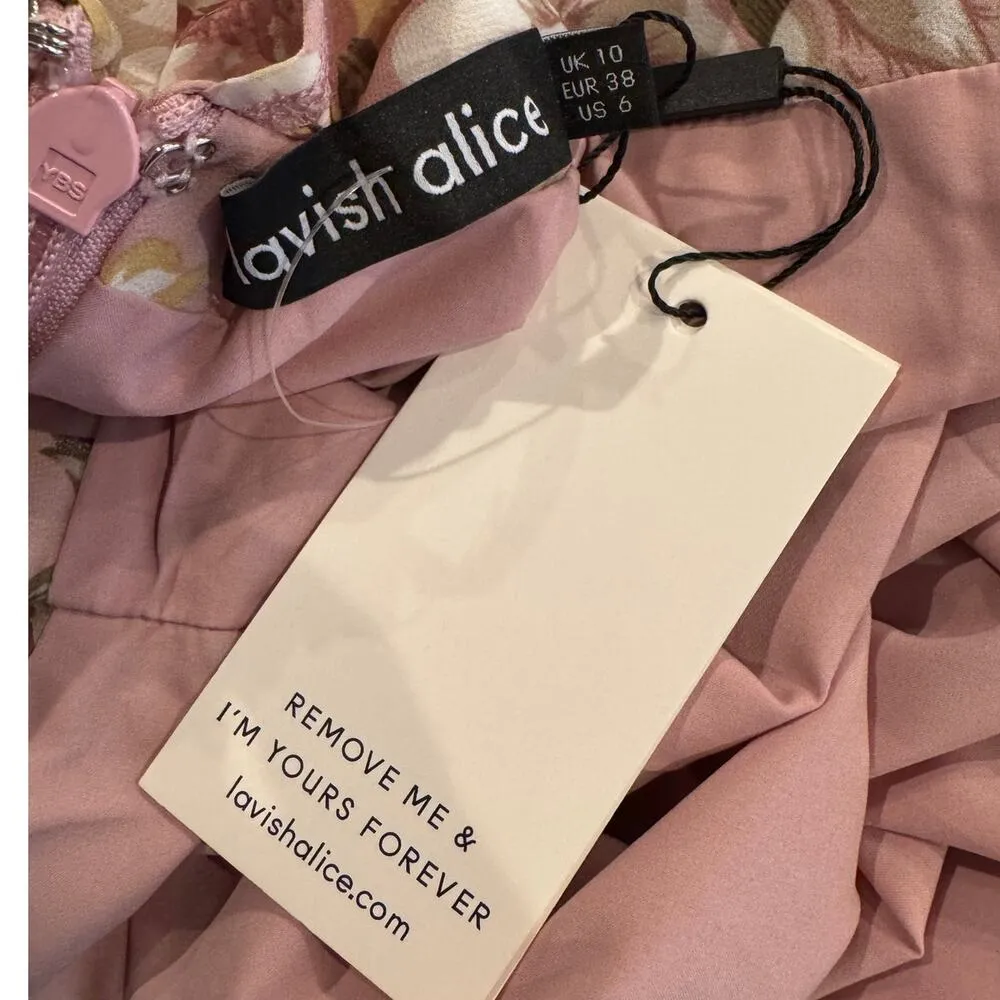 LAVISH ALICE Floral Long Sleeve Open Back Chiffon Minidress Size US/6 - Image 7