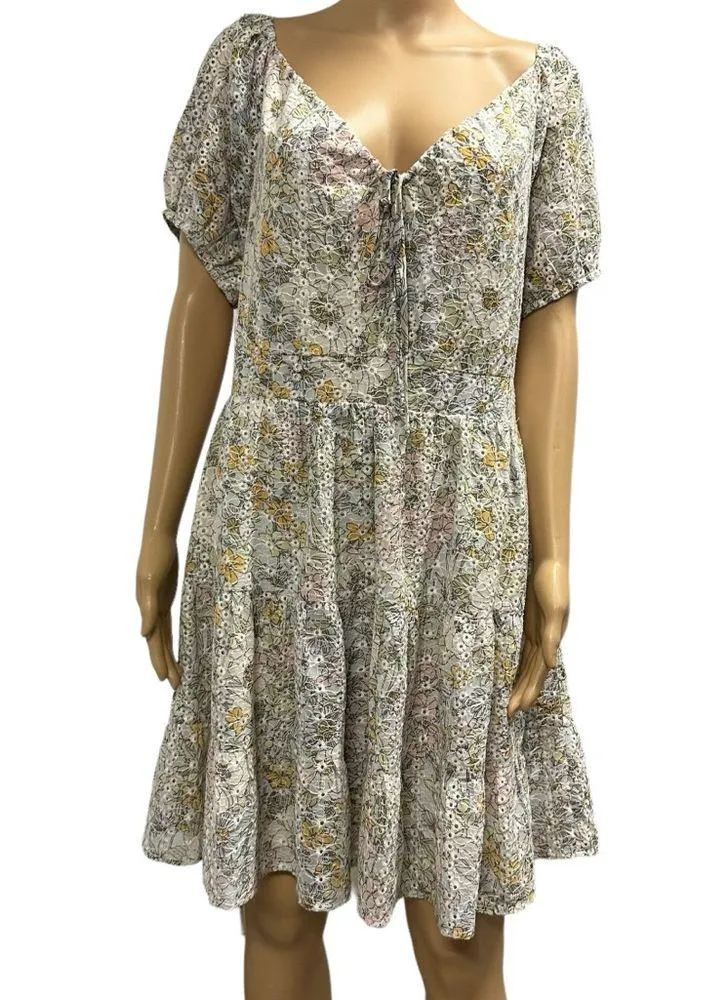 Lucy Paris Opal Eyelet Prairie Embroidered Floral Print Cottage Core Dress Large - Image 13