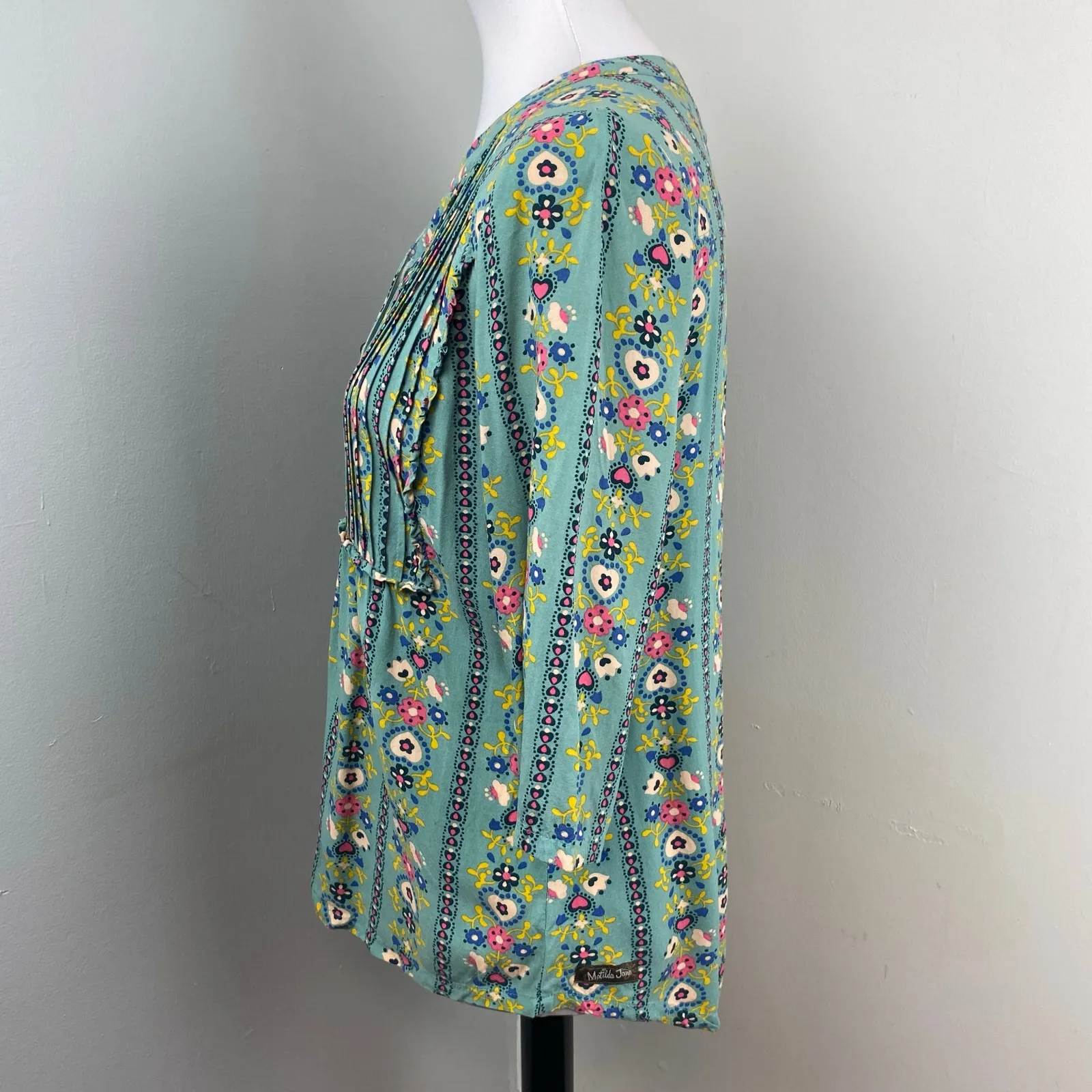 Matilda Jane Once Upon A Time Muse Tunic Floral Pleated Blouse Top Boho Small - Image 6