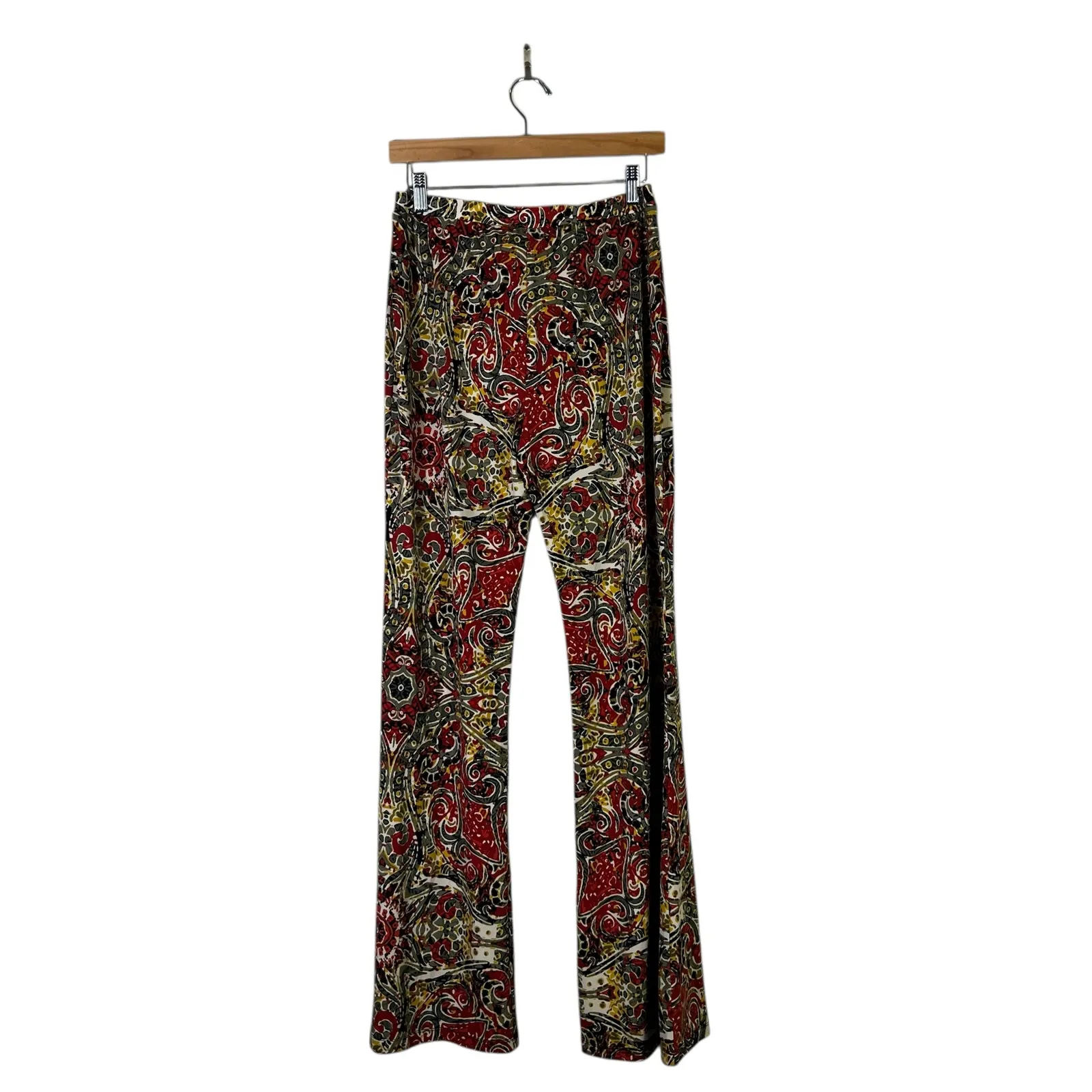 NWT Cato Paisley Flare Pants Womens S Red Multicolor Boho 70s Stretch Festival - Image 5