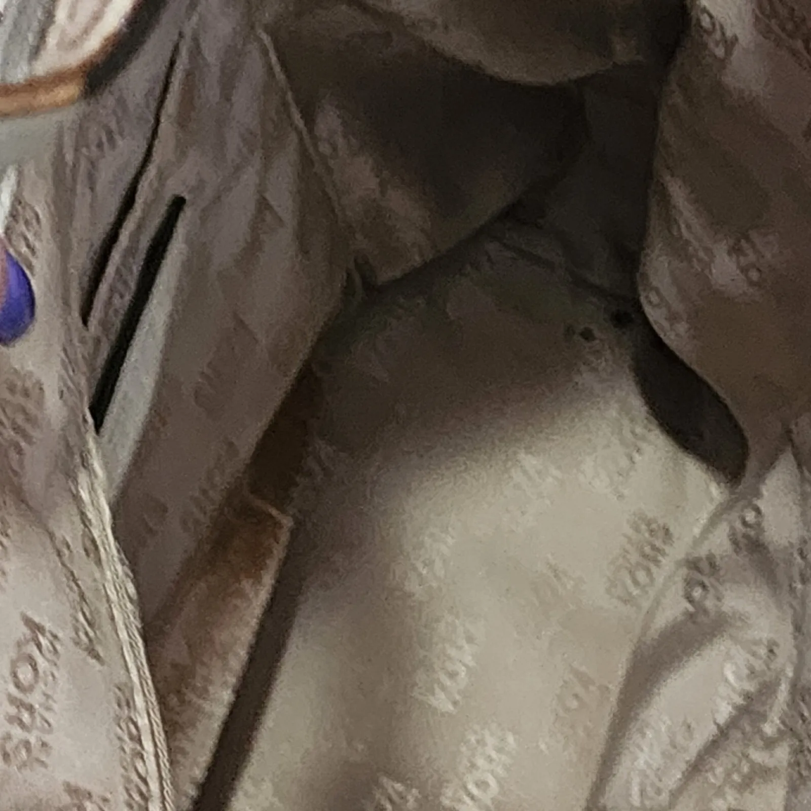 MIchael Kors Signature Jet Set Logo Canvas Shoulder Tote Bag Mocha Leather Trim - Image 4