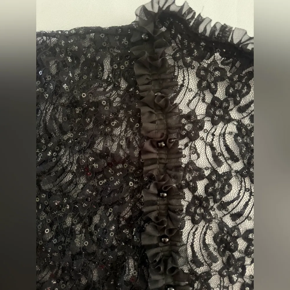 Vivian’s Fashions Black Embroidery Lace Shawl Cardigan Bolero Shrug 3/4 Sleeve S - Image 9