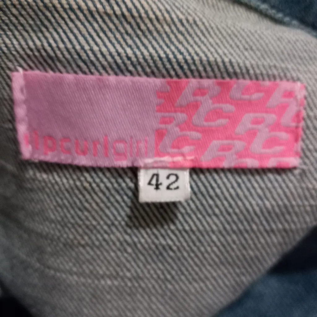 Rip Curl Girl M/L Beach Front Zip Jeans Jacket Aloha Sleeves - Image 8