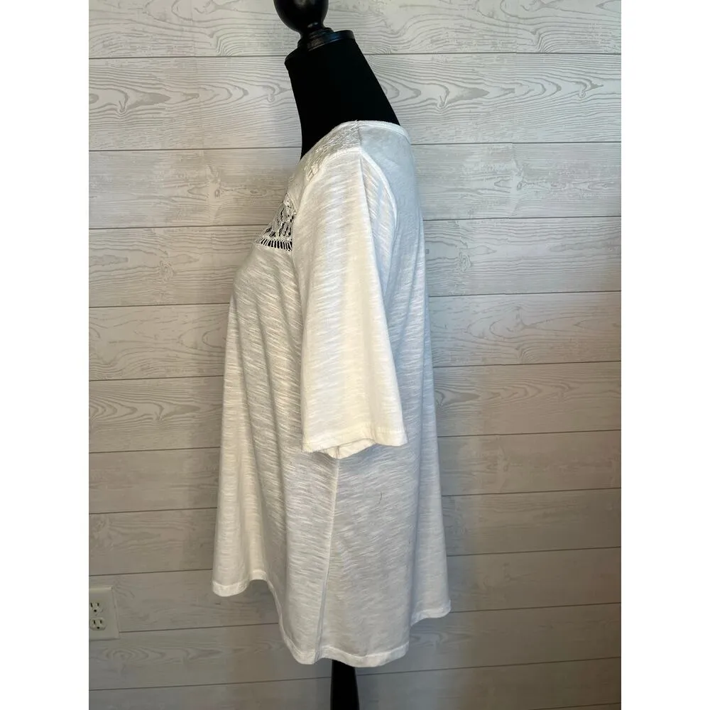 OSO Casuals white lace tunic top Size Large - Image 4