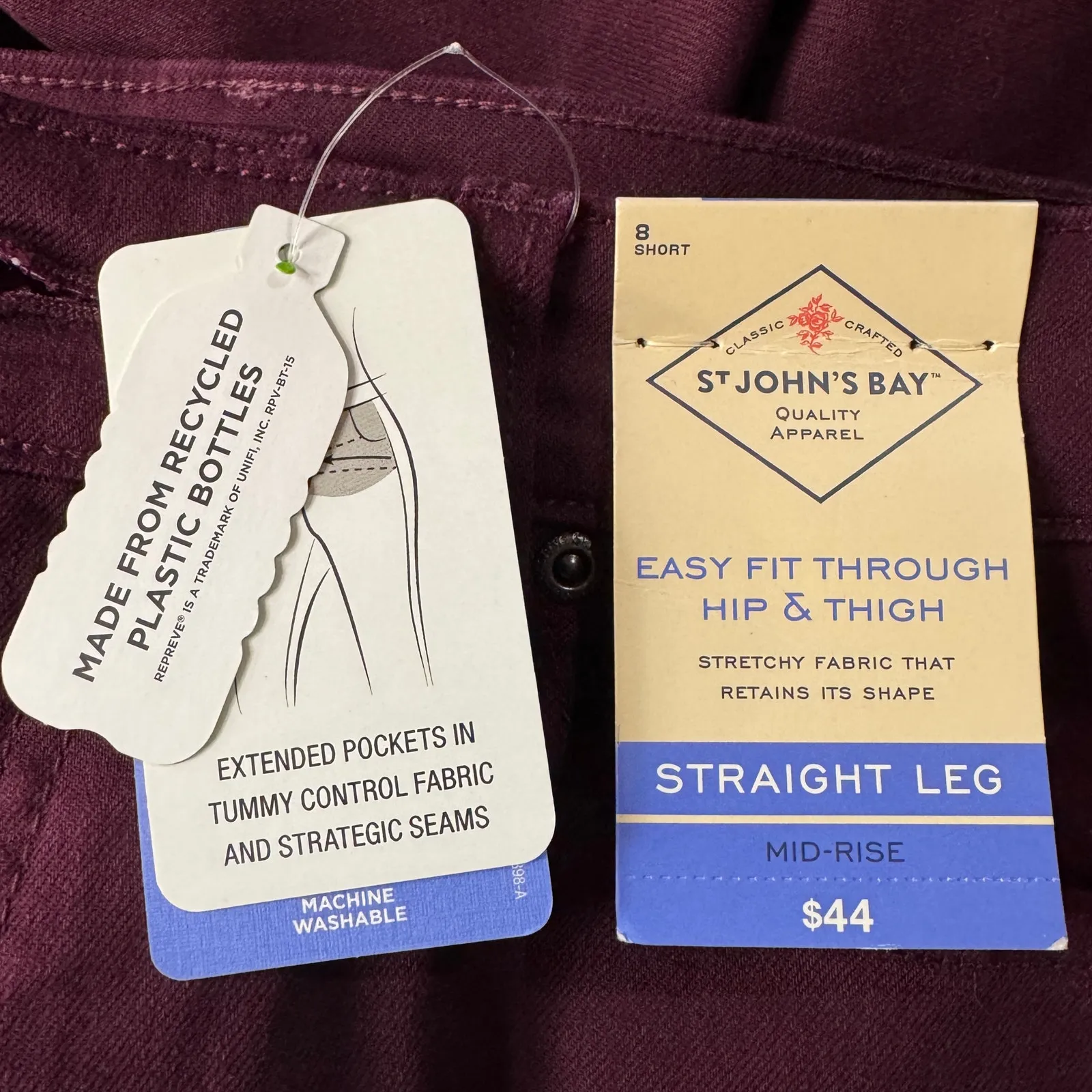 St. John's Bay SZ 8 SHORT Straight Leg Jeans Stretch Mid-Rise Tummy Control New - Image 6