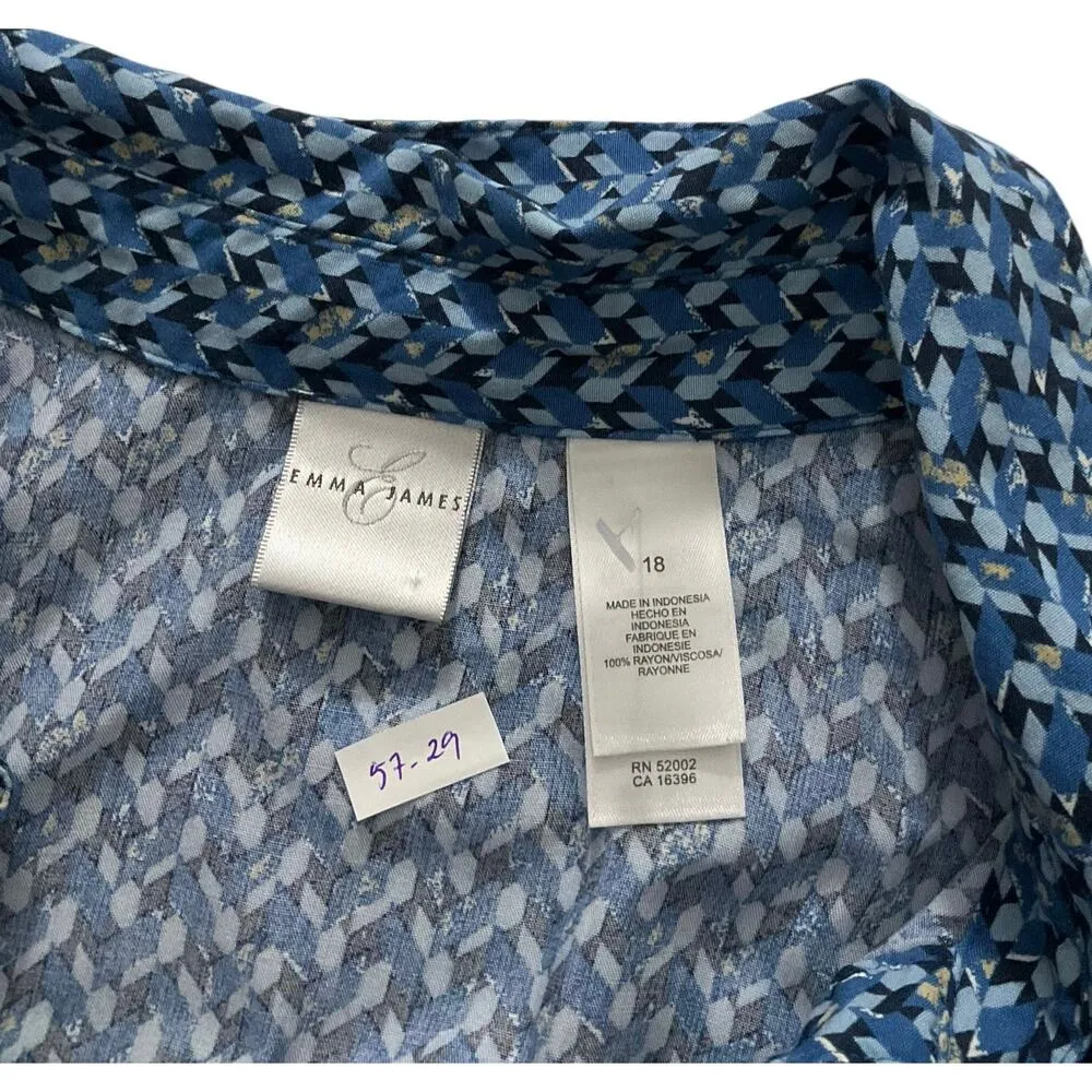 Emma & James Blue Geometric Shirt Women Size 18 | 57-29 - Image 3