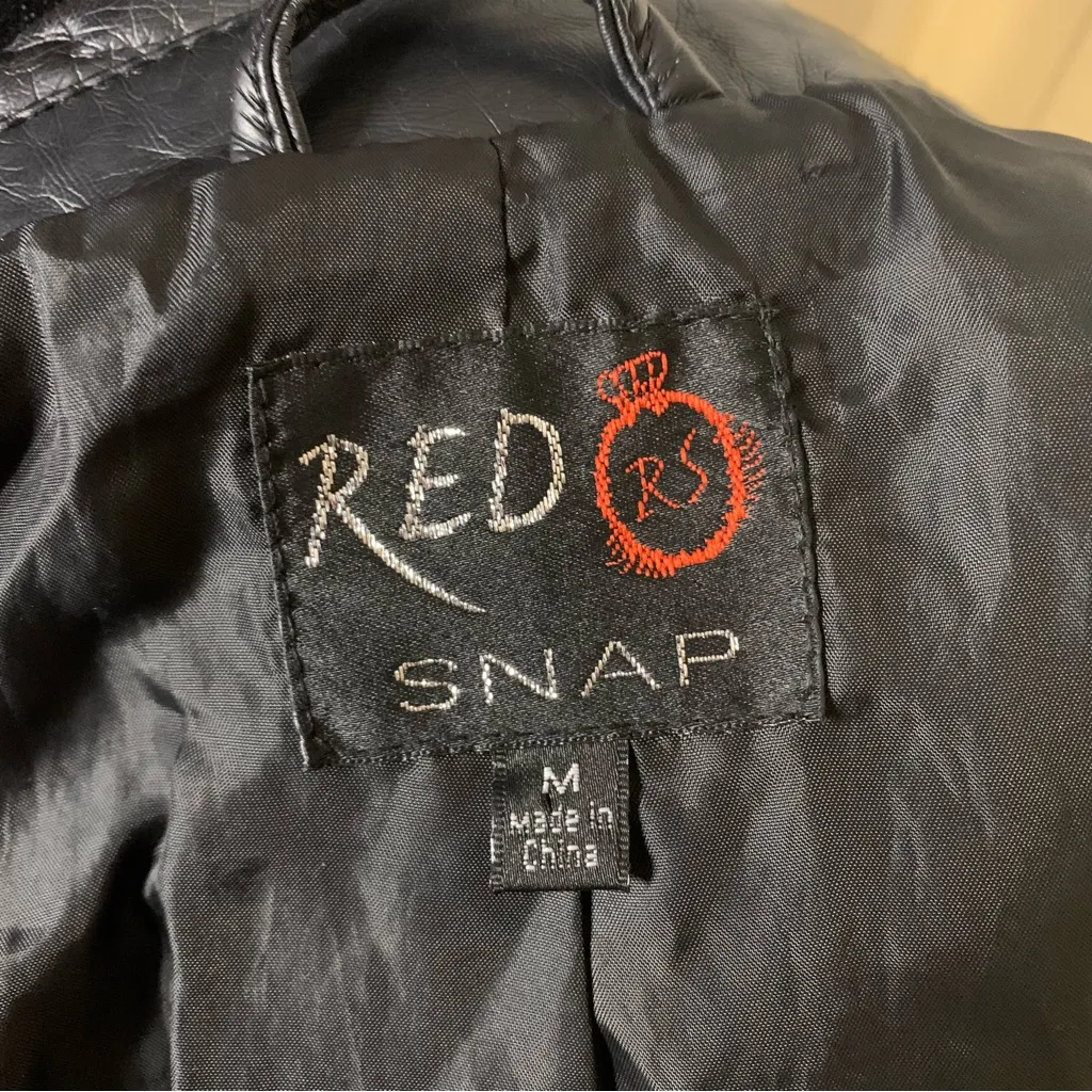 Red Snap Tan & Black Faux Leather Jacket Size M - Image 7