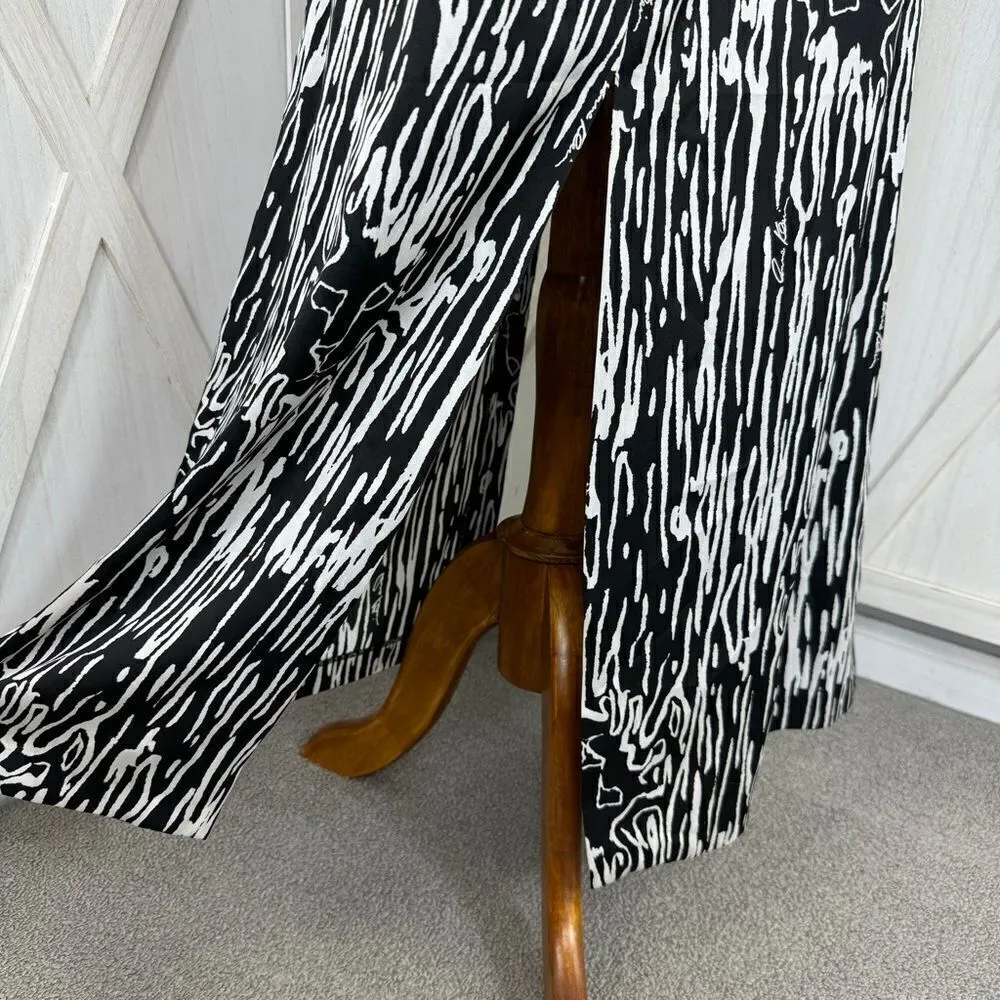 Anne Klein Lion Head Logo Print Shift Slip Maxi Dress Black White 6 Sleeveless - Image 7