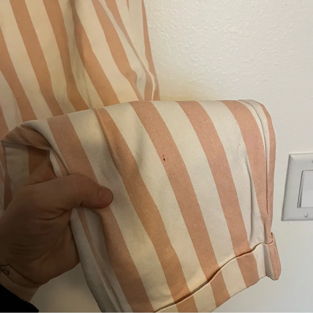 Forever 21 Women's Pink Striped Straight Leg High Rise Pants Size Medium - Image 6