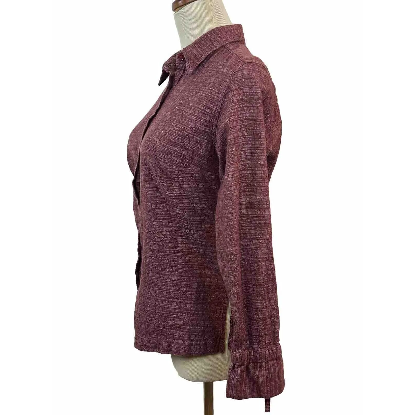 Columbia Womens‎ Button Front Tie Sleeve Shirt Size Small - Image 3