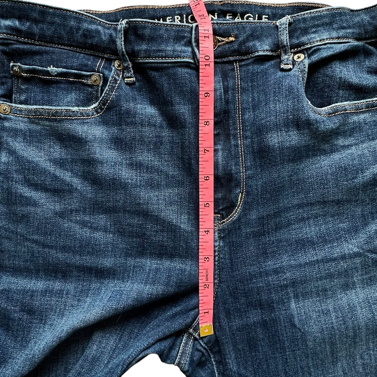 American Eagle Super High‎ Rise Flare Jeans 14 Reg split hem Cloudy blue wash - Image 8