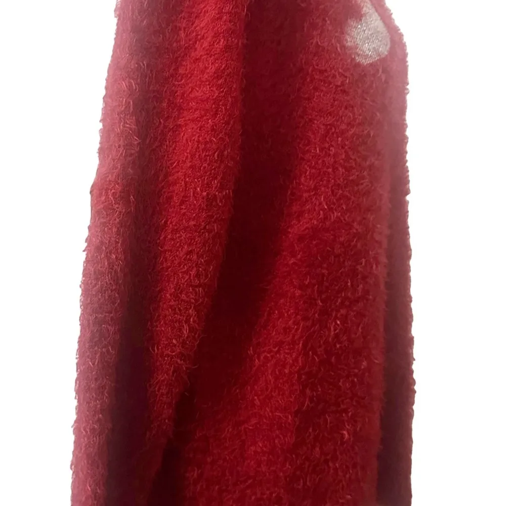 Womens Plus 3X Joy Red Fuzzy Crew Sweater Christmas Holiday Party Cozy Dopamine - Image 4