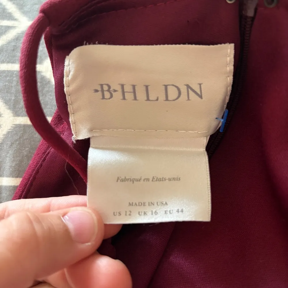 BHLDN Marceau High-Low Crepe Tulip Dress in Bordeaux Red Burgandy Size 12 - Image 12