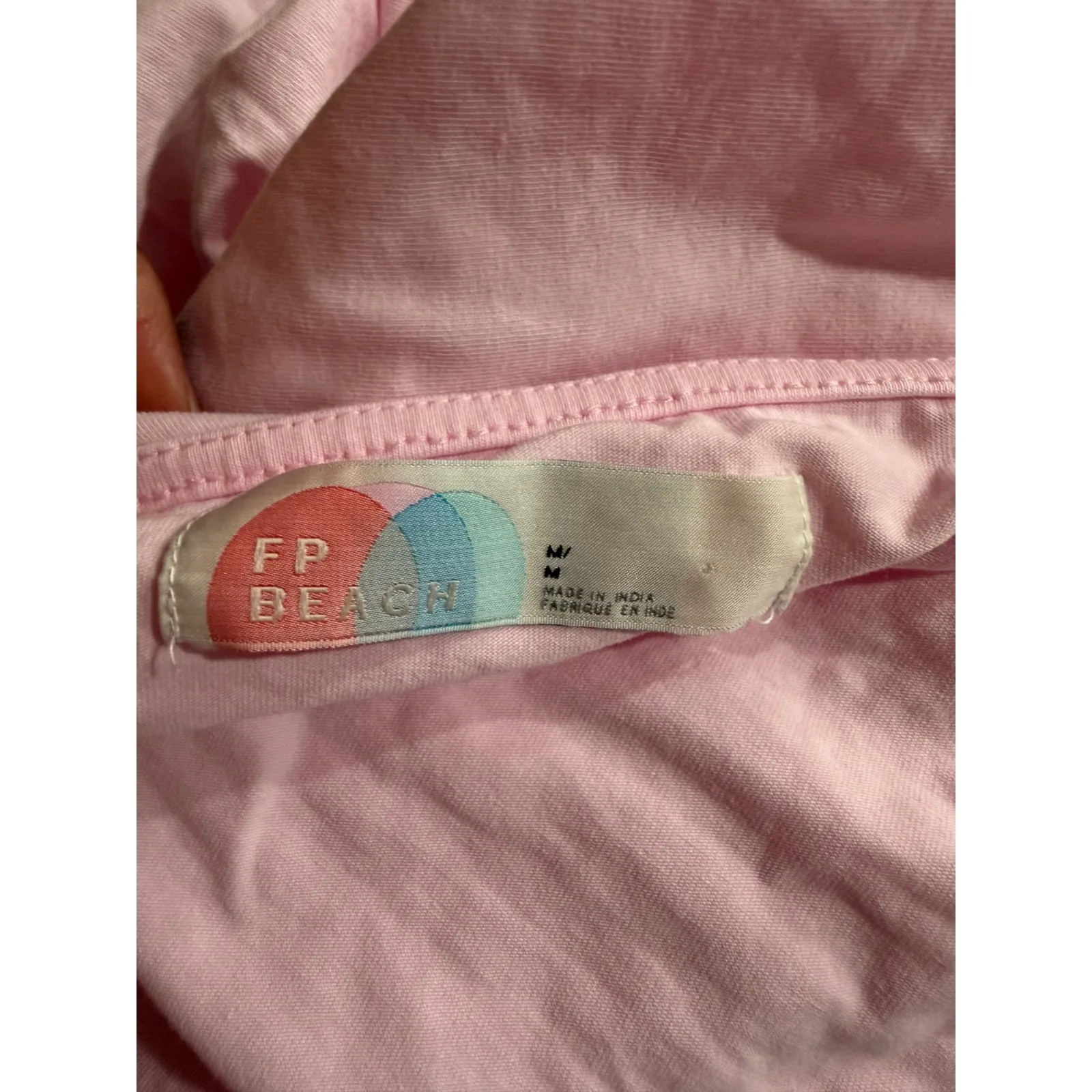 FP Beach Pink Ruched Gathered Spaghetti Strap Mini Dress Womens M - Image 4