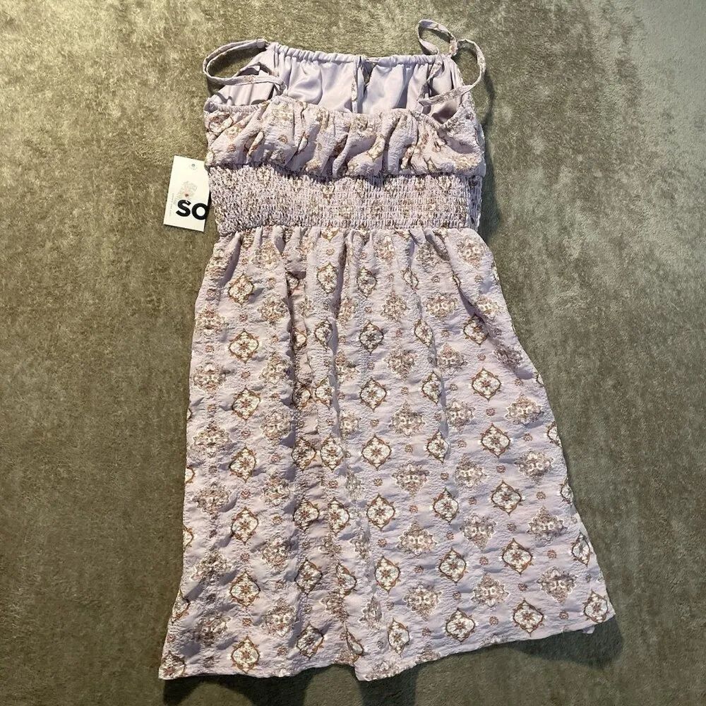 NWT Sonoma Dress Womens Small Baby Doll Knee Light Pink Pattern Smocked Romantic - Image 2