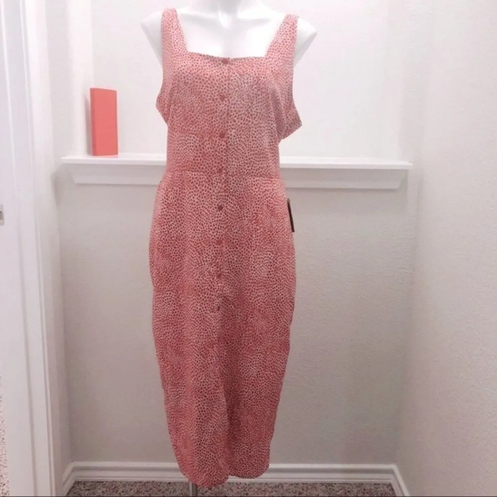 Chelsea28 Red & White Tie Front Midi Dress, Size L NWT $129.00 - Image 6