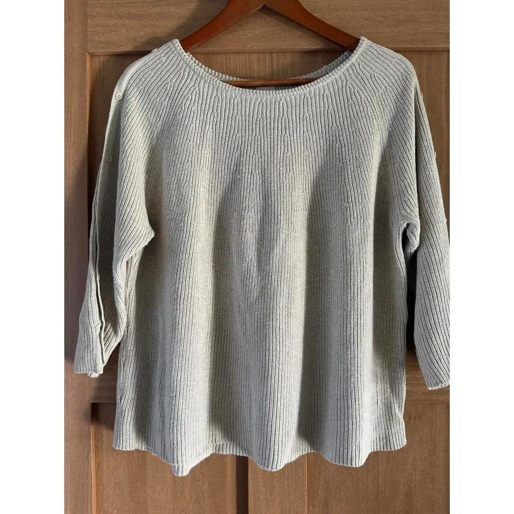 Poetry Taupe 3/4 Button Sleeve Knit Sweater Cotton/Linen Blend Women’s size 10 - Image 4
