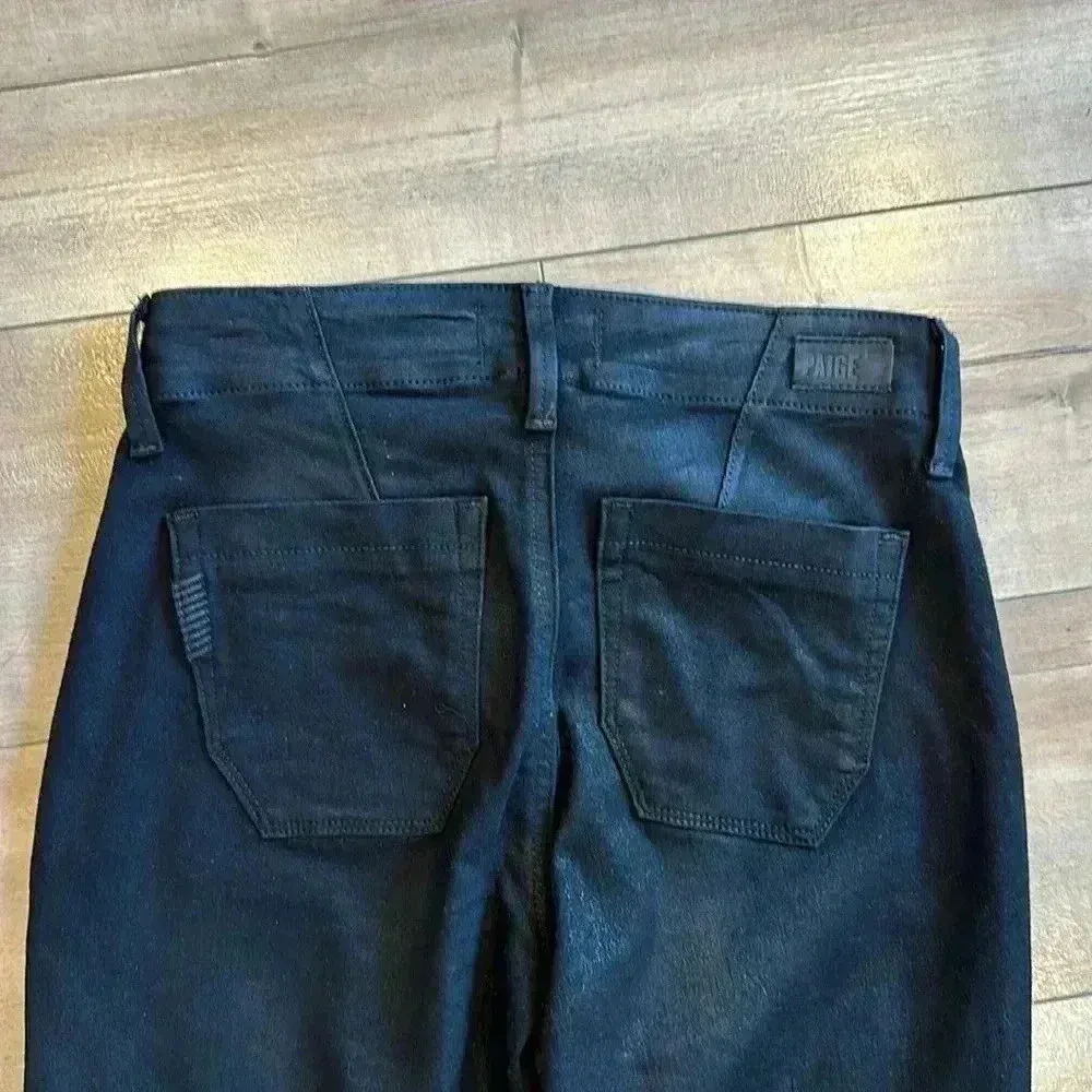 Paige Mayslie Jogger Pants in Black Fog Luxe Coated Sz 23 - Image 8