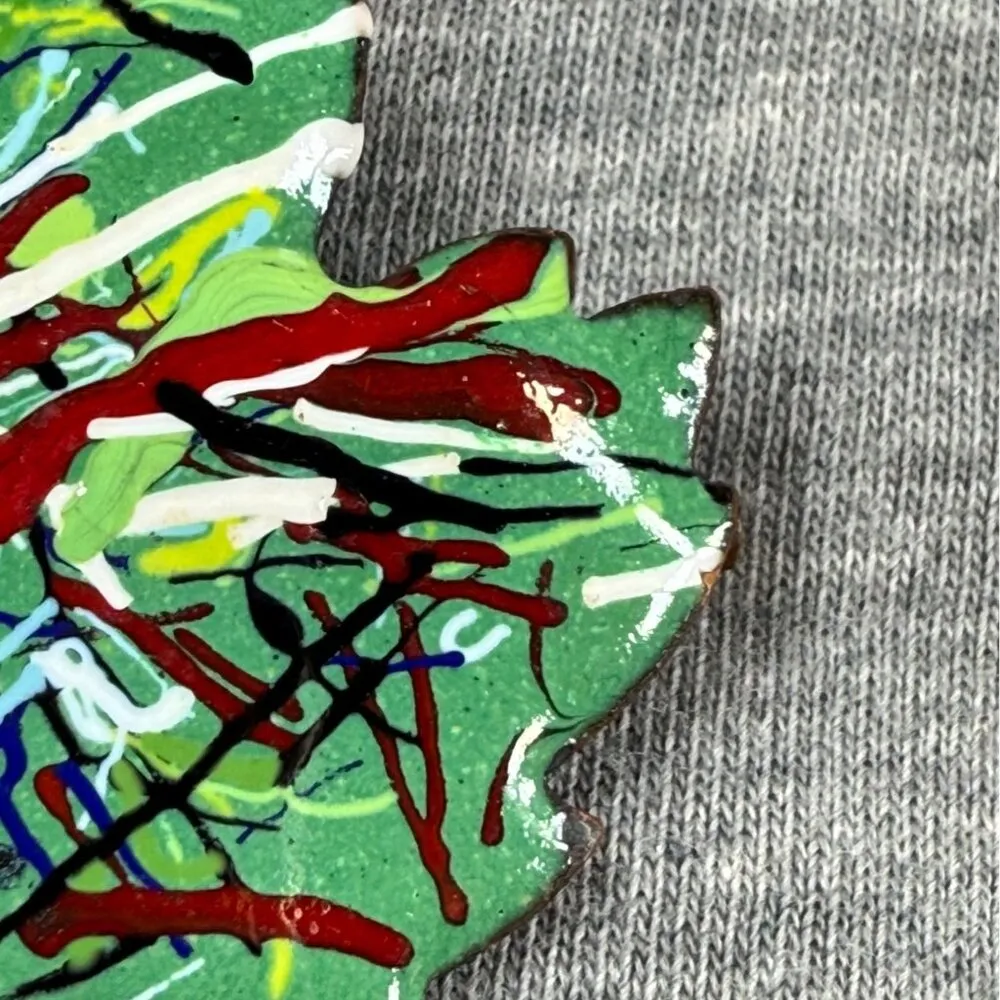 Abstract Painted Enamel Maple Leaf Brooch Pin Jewelry Women Retro Vintage Colors Red - Image 10