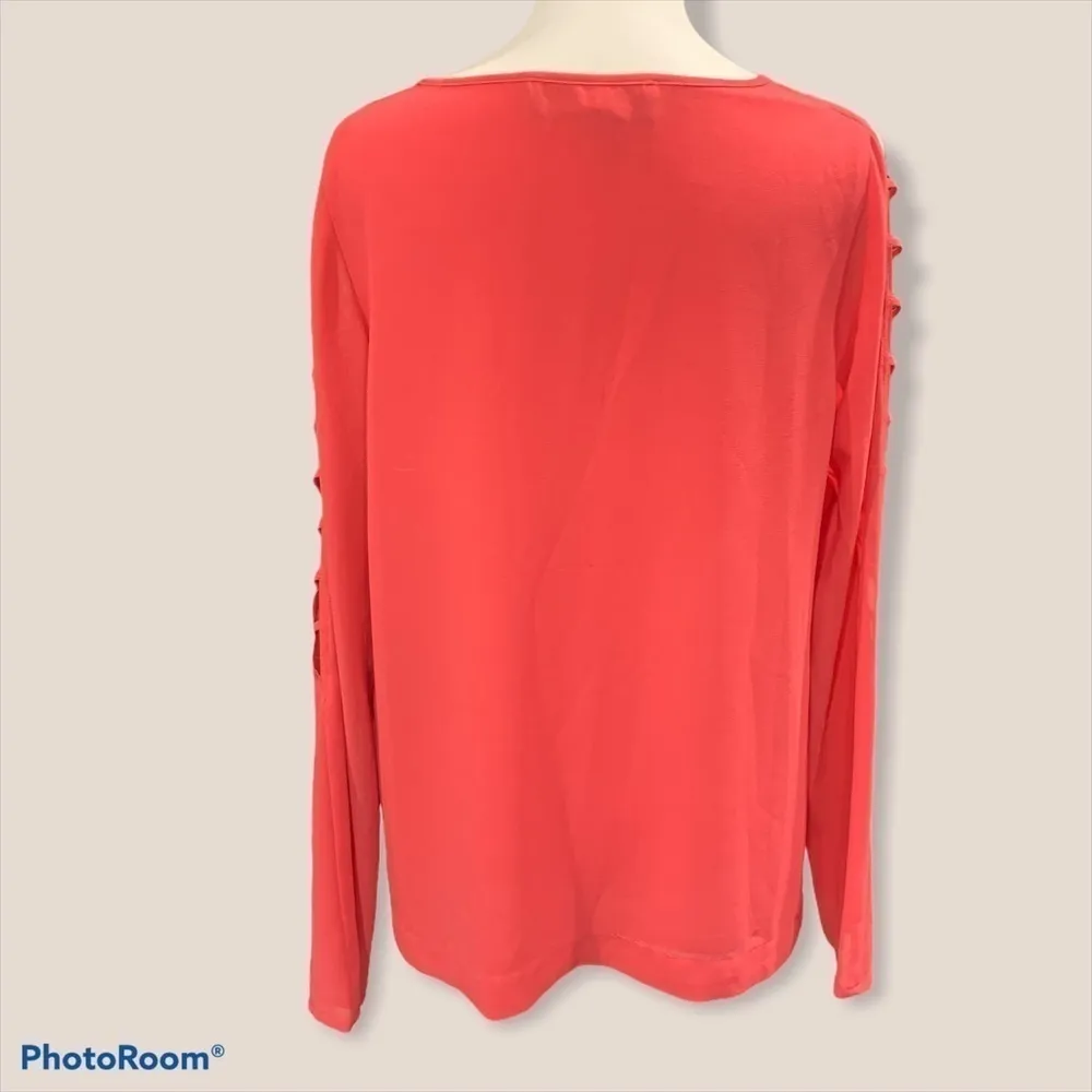 Akira Chicago Coral Pink‎ Open Sleeve Lined Blouse Size Medium - Image 3