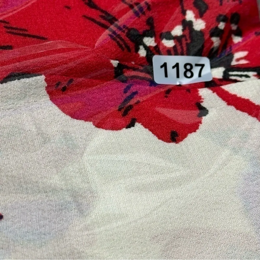 Ba&sh Women’s Size XS Red Floral Cream Kiara Off the Shoulder Short Mini Dress - Image 16