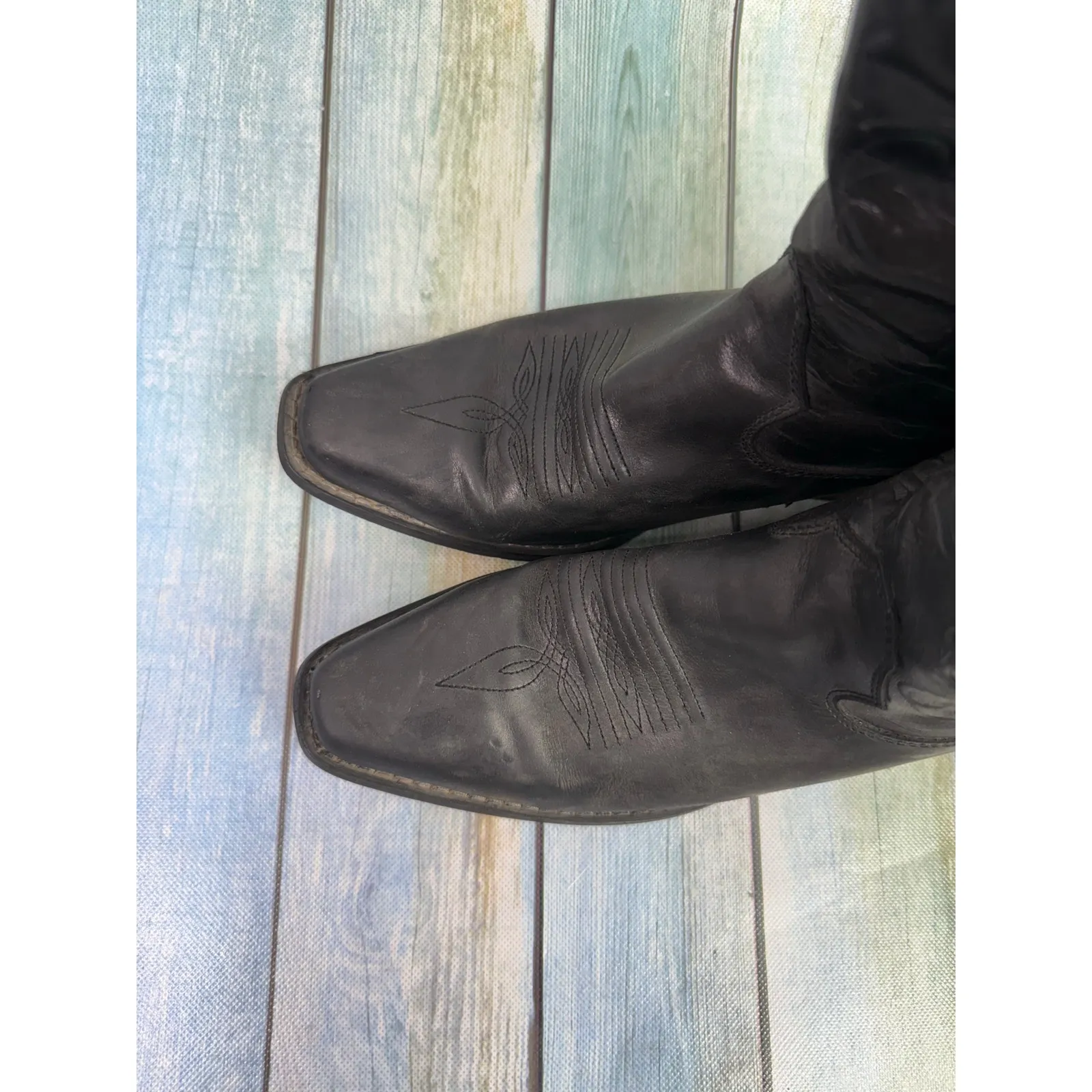 Durango Black Cowboy Boots Women's Size 9 Western Round Toe Spur Ledge - Image 5