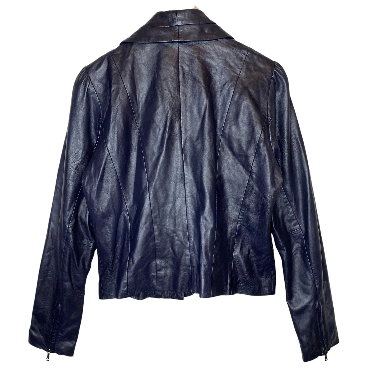 Classiques Entier Leather Moto Jacket Purple size Large - Image 5