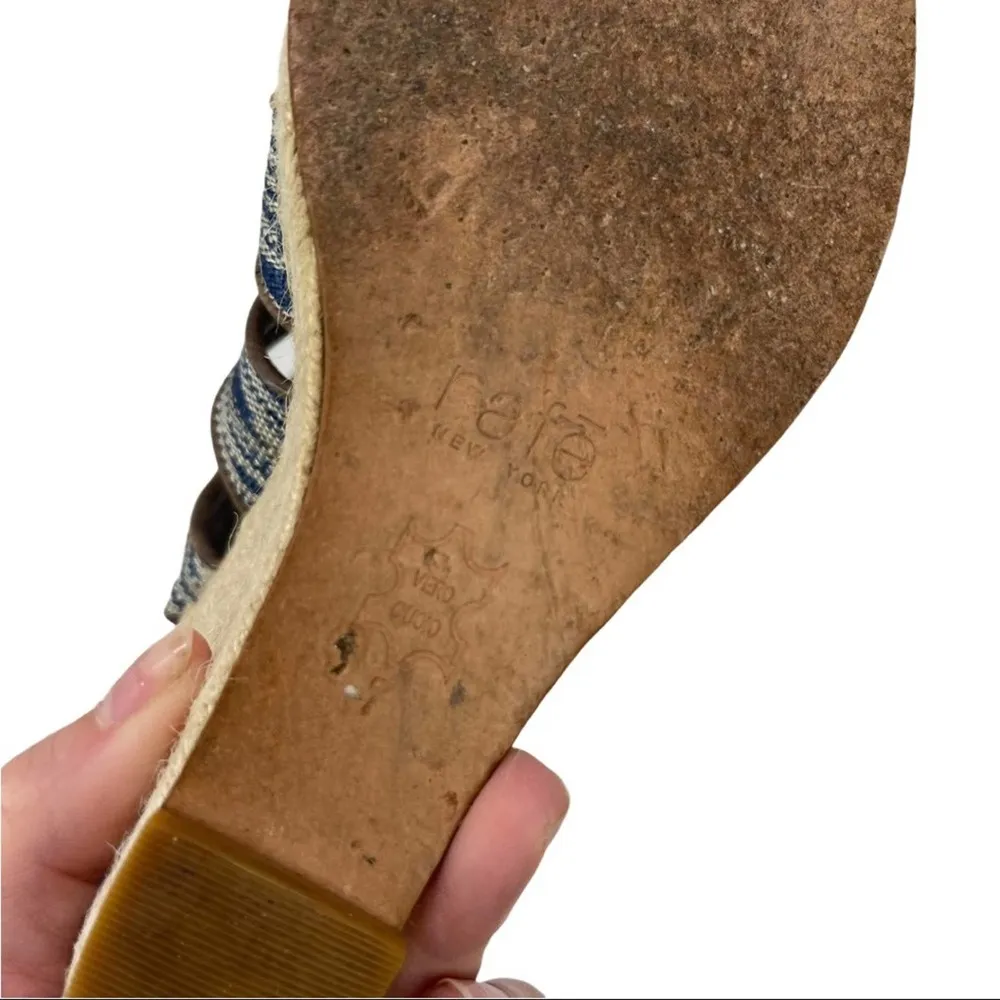 Rafe New York Espadrille Wedges Platform Sandals Blue Tribal Print Size 7 - Image 14