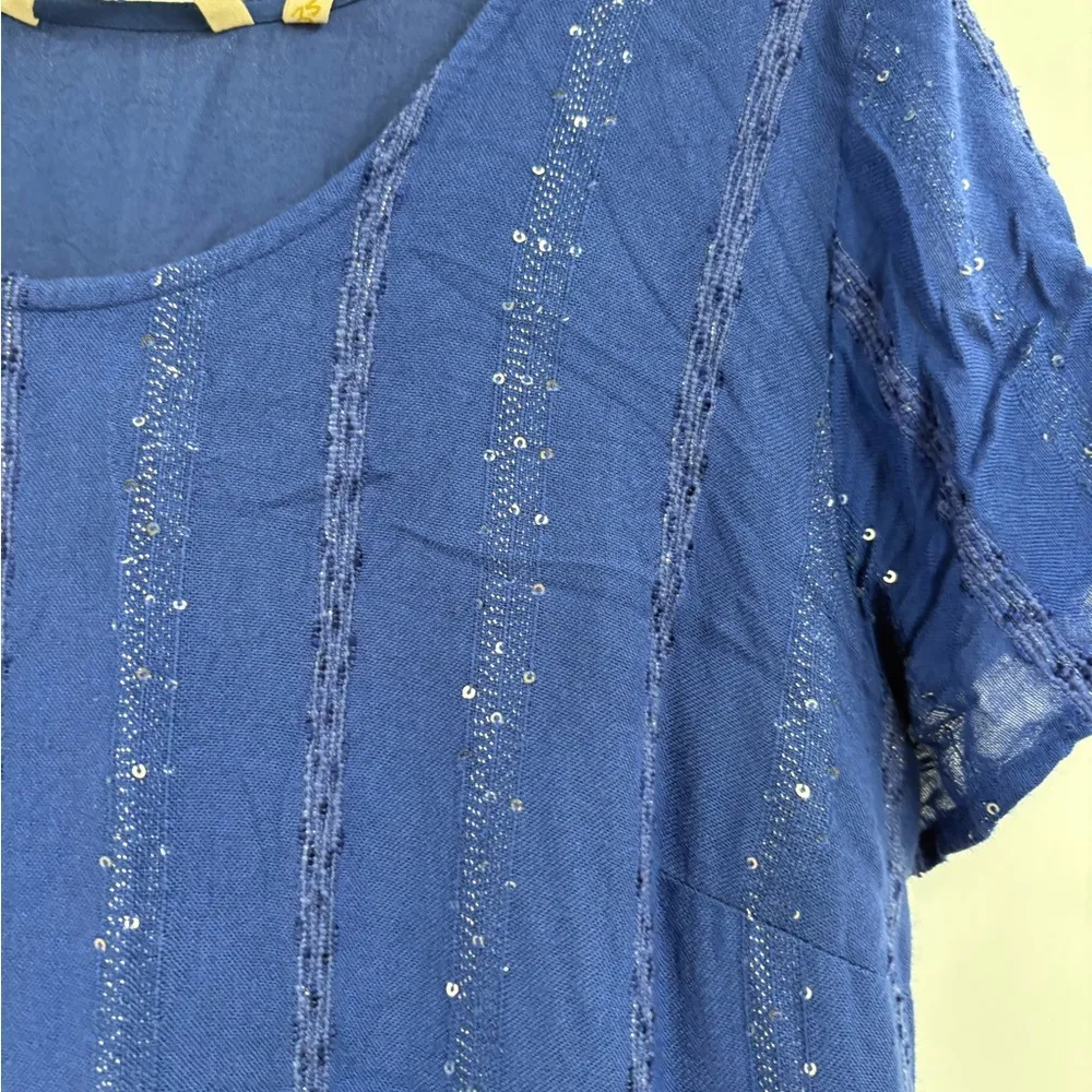 SOFT SURROUNDINGS Kara Shimmer Tiered Sequin Maxi Dress Blue Fairy Boho Y2K xl - Image 9