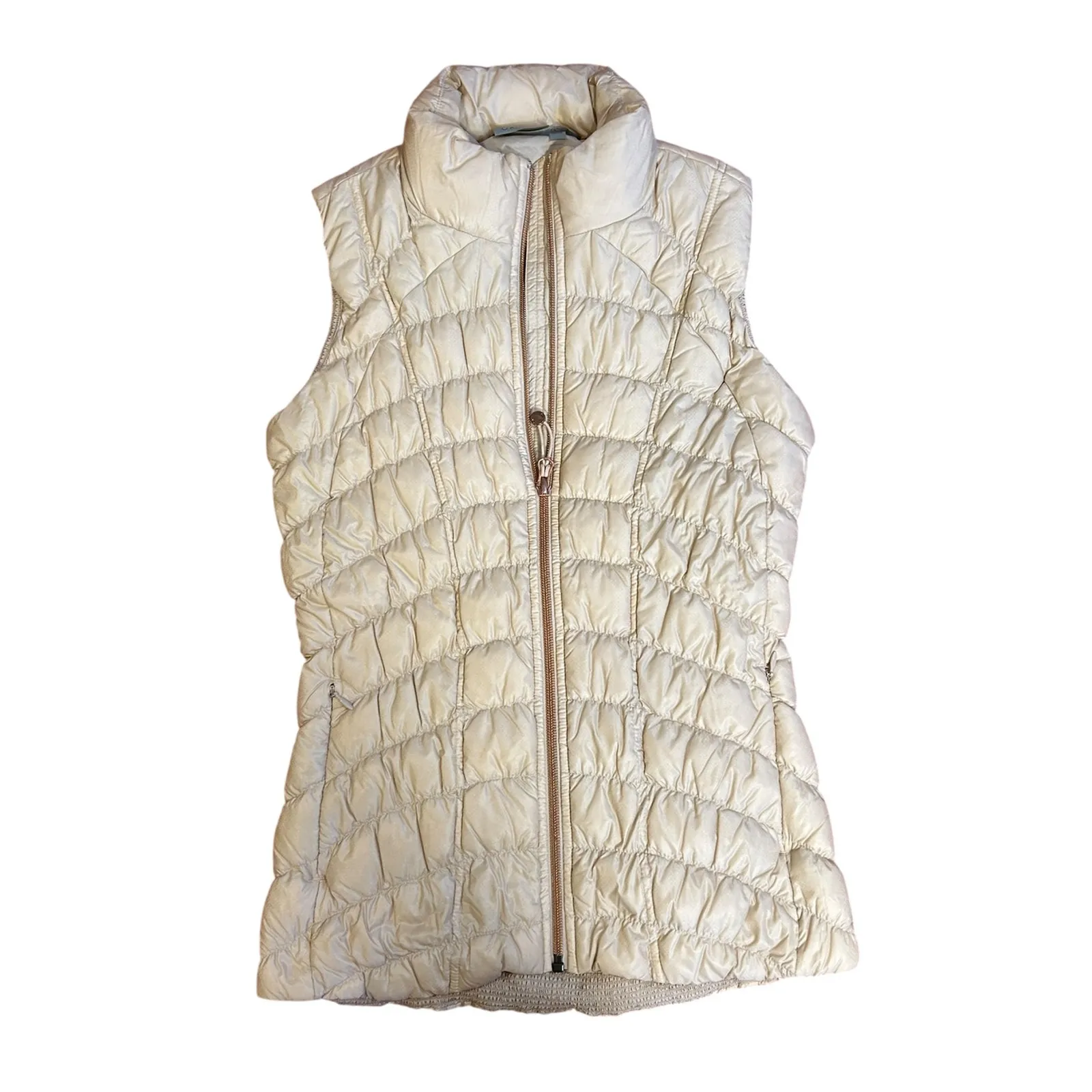 ATHLETA Women's Down Puffer Vest XS  Pink Blush Downtime Sleeveless Full Zip - Image 2