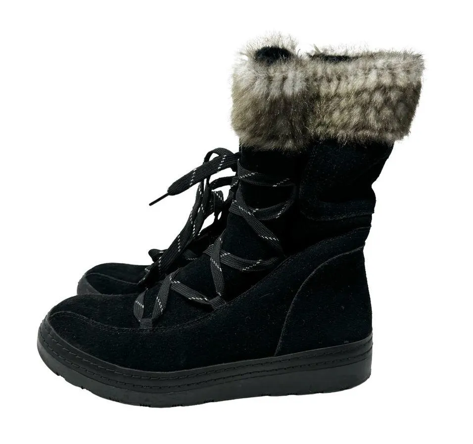 BareTraps Linsie Black Suede Water Repellent Faux Shearling Boots Size 9.5 - Image 4