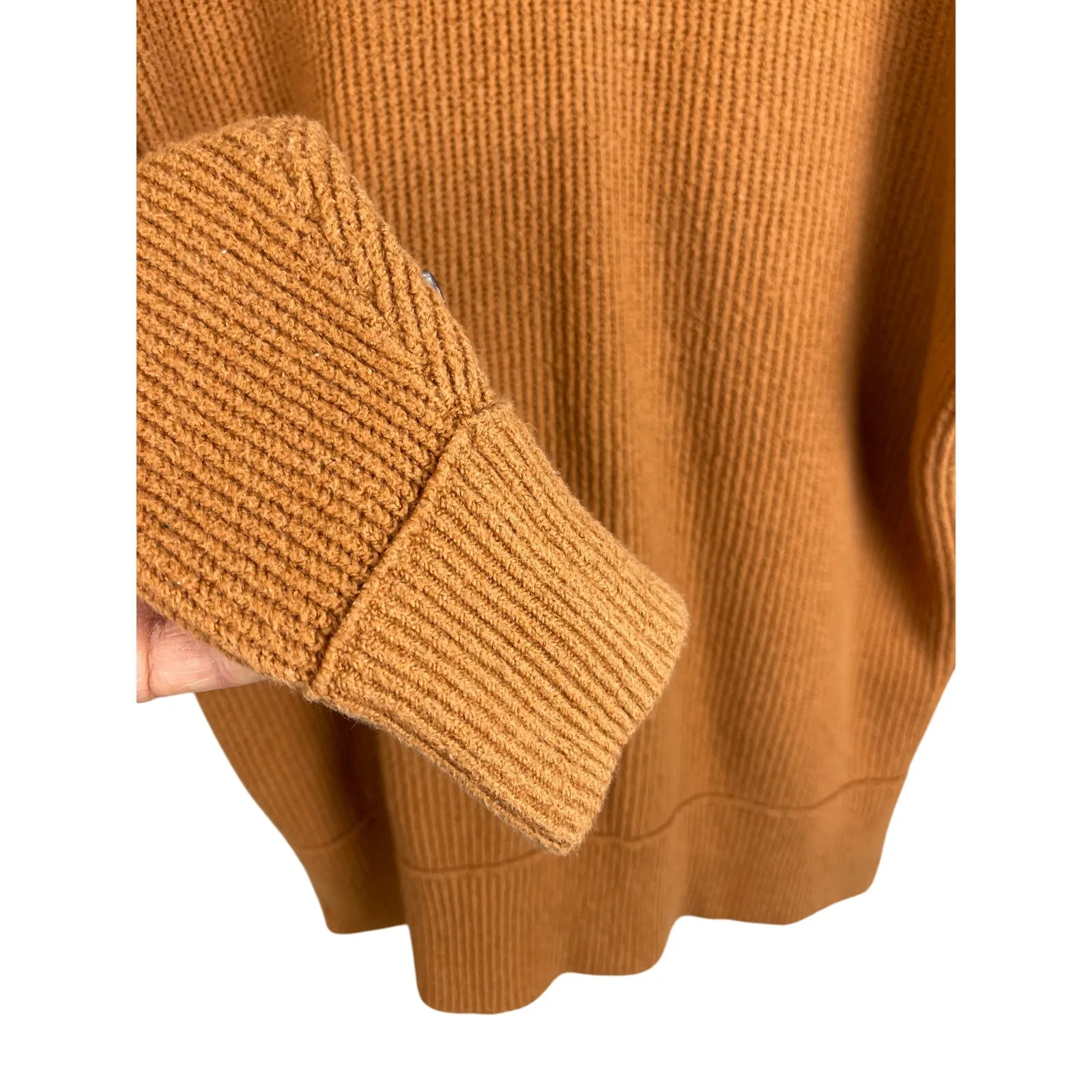 Aerie Oversized Boho Knit Soft Drop‎ Sleeve Tan Crewneck Sweater Size XS - Image 4
